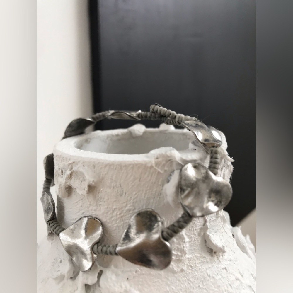 Custom made • Vintage • brushed nickel Hearts Bracelet • Unisex